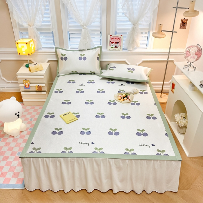 91家纺网 家纺一手货源 找家纺 慕尚 2025新款800D冰藤凉席 樱桃紫