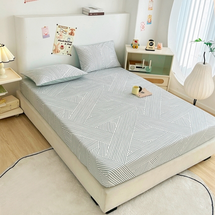 91家纺网 家纺一手货源 找家纺 柠馨 2024新款全棉印花床笠套件随心配系列 编织生活-绿