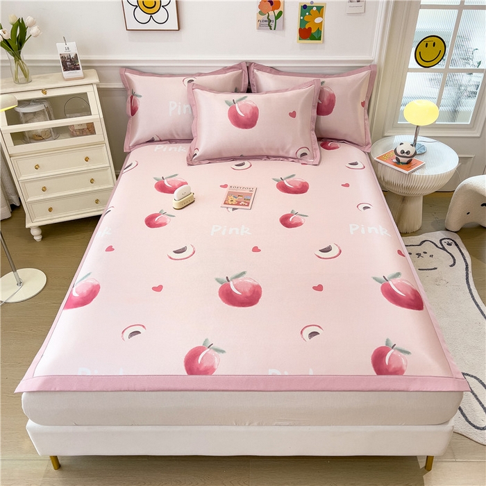 91家纺网 家纺一手货源 找家纺 孩子王家纺 2024新款凉感卡通冰丝席-成人款 粉桃桃