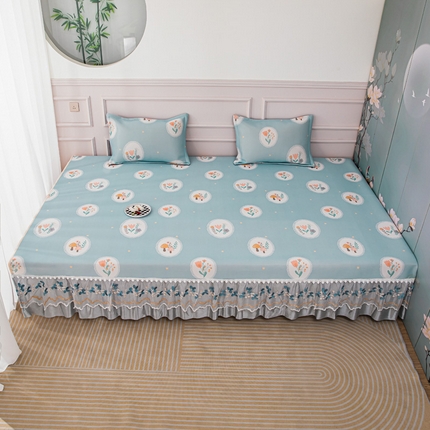 91家纺网 家纺一手货源 找家纺 手艺人沙发垫炕垫 2025新款三明治冰丝花边凉席 L73