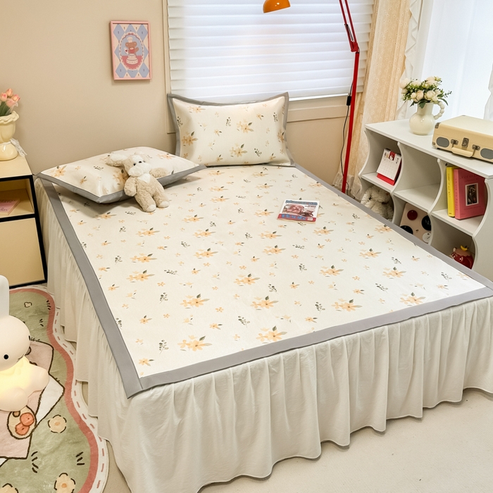 91家纺网 家纺一手货源 找家纺 2025新款慕尚600D数码印花冰丝凉席 金秋