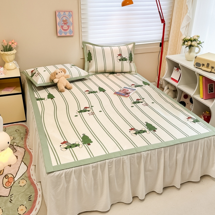 91家纺网 家纺一手货源 找家纺 2025新款慕尚600D数码印花冰丝凉席 健身狗