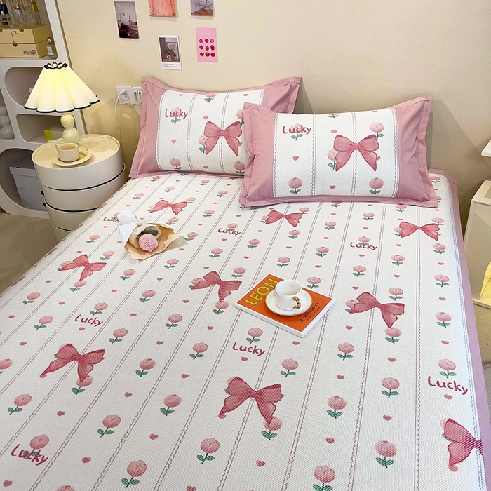 91家纺网 家纺一手货源 找家纺 全季家居 2024新款A类抗菌数码印花冰藤席三件套 床席款-蝴蝶结