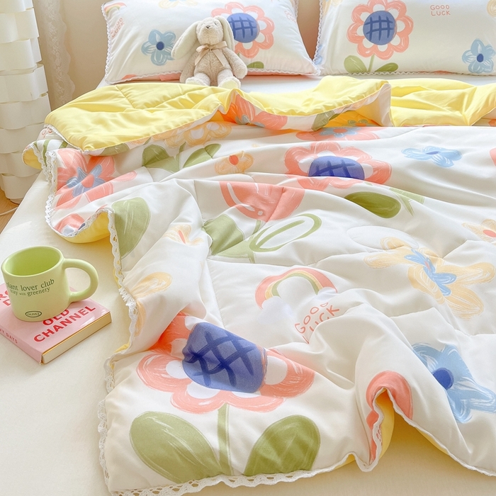 91家纺网 家纺一手货源 找家纺 2025新款慕尚600D数码印花冰丝凉席 缤纷生活