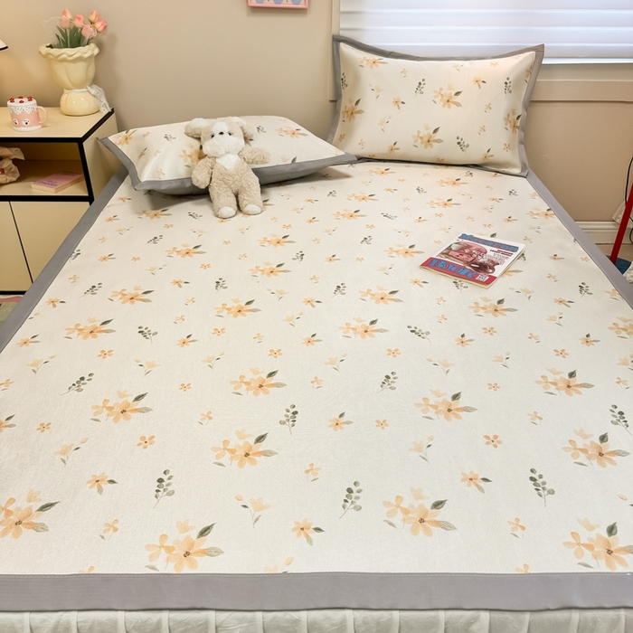 91家纺网 家纺一手货源 找家纺 2025新款慕尚600D数码印花冰丝凉席 金秋