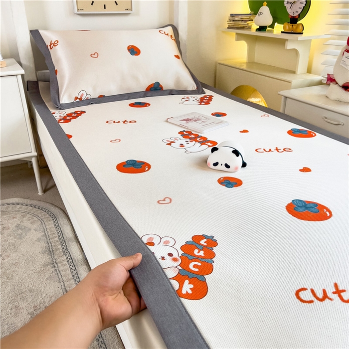 91家纺网 家纺一手货源 找家纺 孩子王家纺 2024新款凉感卡通冰丝席-学生款 好柿成双