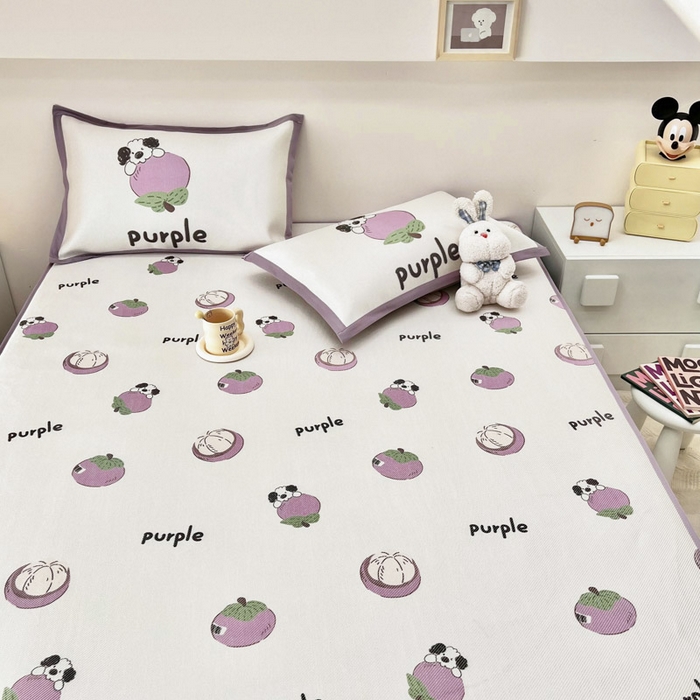 91家纺网 家纺一手货源 找家纺 全季家居 2024新款5A抗菌小清新数码印花冰藤席 床笠款-小千竹