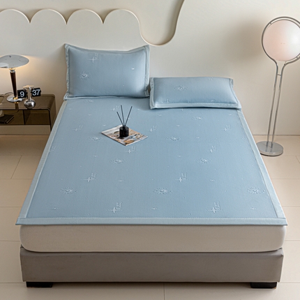 91家纺网 家纺一手货源 找家纺 航途席业 2025新款凉席凉豆豆软席床席款 爱丽丝-海盐蓝