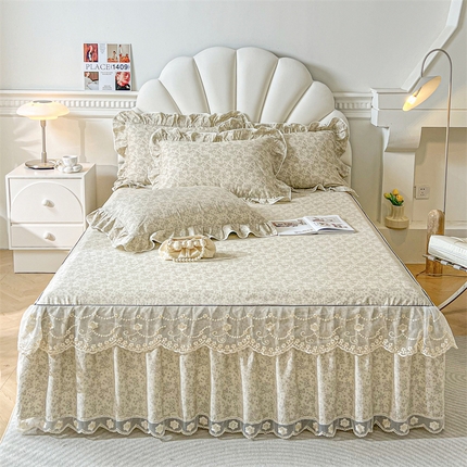 91家纺网 家纺一手货源 找家纺 （总）宜凡家纺 2024新款全棉印花单层床裙系列四件套