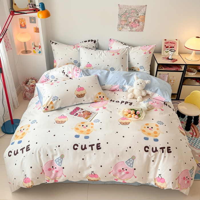 91家纺网 家纺一手货源 找家纺 慕尚 2025新款13070全棉小清新四件套 芝士包