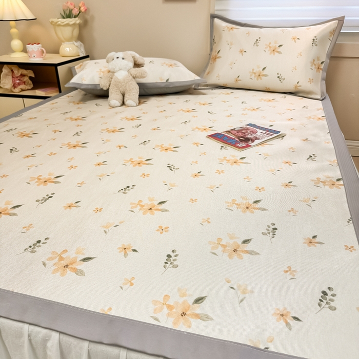 91家纺网 家纺一手货源 找家纺 2025新款慕尚600D数码印花冰丝凉席 金秋