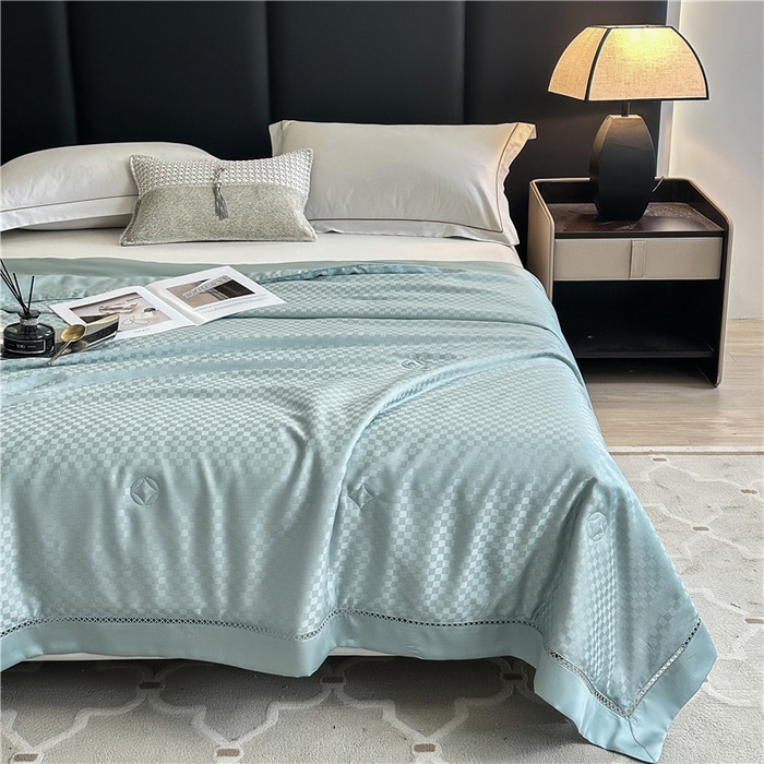 91家纺网 家纺一手货源 找家纺 蜜柚 2024新款60s莱赛尔天丝提花大豆夏被-格言系列（控价199以上） 格言绿