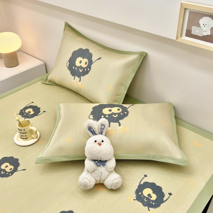 91家纺网 家纺一手货源 找家纺 全季家居 2024新款5A抗菌小清新数码印花冰藤席 床席款-小煤球