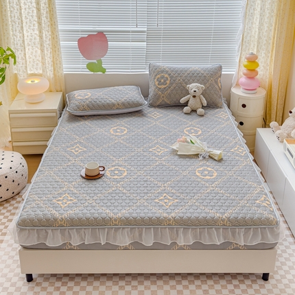 91家纺网 家纺一手货源 找家纺 （总）小萌虎 2024新款胶质凉席床笠花边款