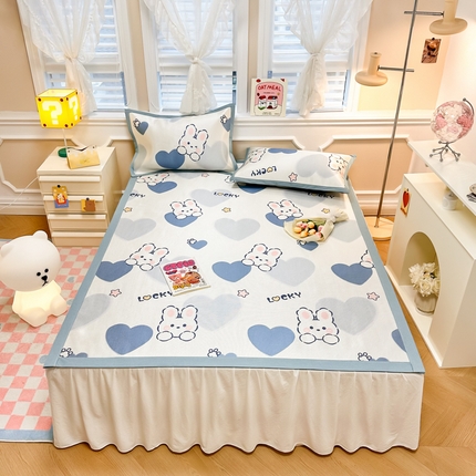 91家纺网 家纺一手货源 找家纺 慕尚 2025新款800D冰藤凉席 欢乐兔