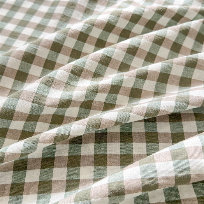 91家纺网 家纺一手货源 找家纺 北欧良品 2024新款水洗棉单品床笠、床单--格纹款（床笠、床单） 草绿小格