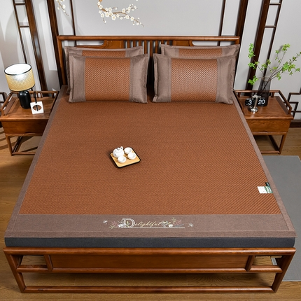 91家纺网 家纺一手货源 找家纺 （总）小牛席业 2024新款PE冷感霸王藤（加厚刺绣款）凉席藤席冰藤席冰丝席竹席乳胶席凉感豆豆席