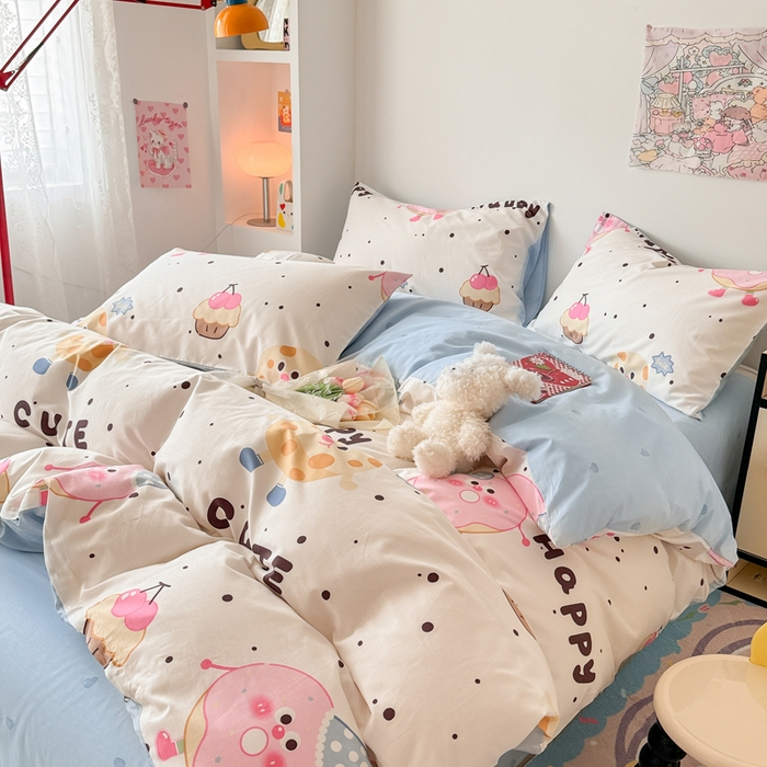 91家纺网 家纺一手货源 找家纺 慕尚 2025新款13070全棉小清新四件套 芝士包