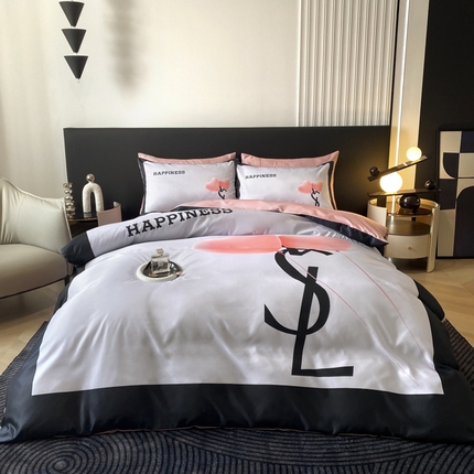 91家纺网 家纺一手货源 找家纺 色鬼布艺 2024新款冰丝四件套水洗真丝四件套 粉气球1