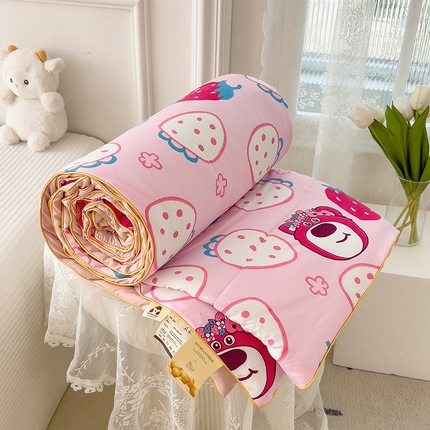 网客家纺 2024新款双层纱水洗印花夏被 草莓熊