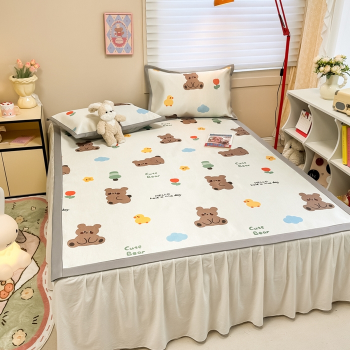 91家纺网 家纺一手货源 找家纺 2025新款慕尚600D数码印花冰丝凉席 遇见萌宠