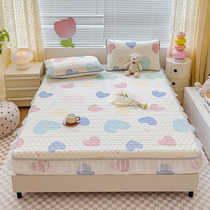 91家纺网 家纺一手货源 找家纺 （总）小萌虎 2024新款胶质凉席床笠花边款