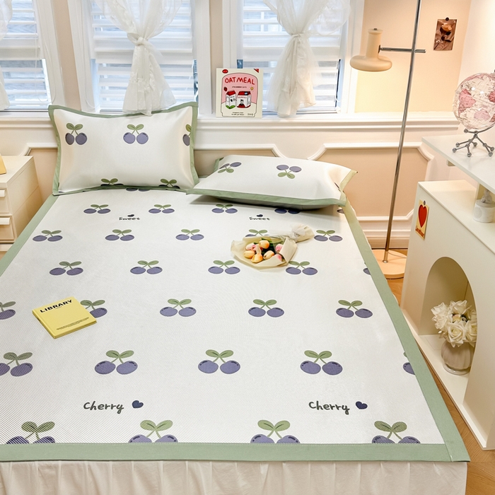 91家纺网 家纺一手货源 找家纺 慕尚 2025新款800D冰藤凉席 樱桃紫