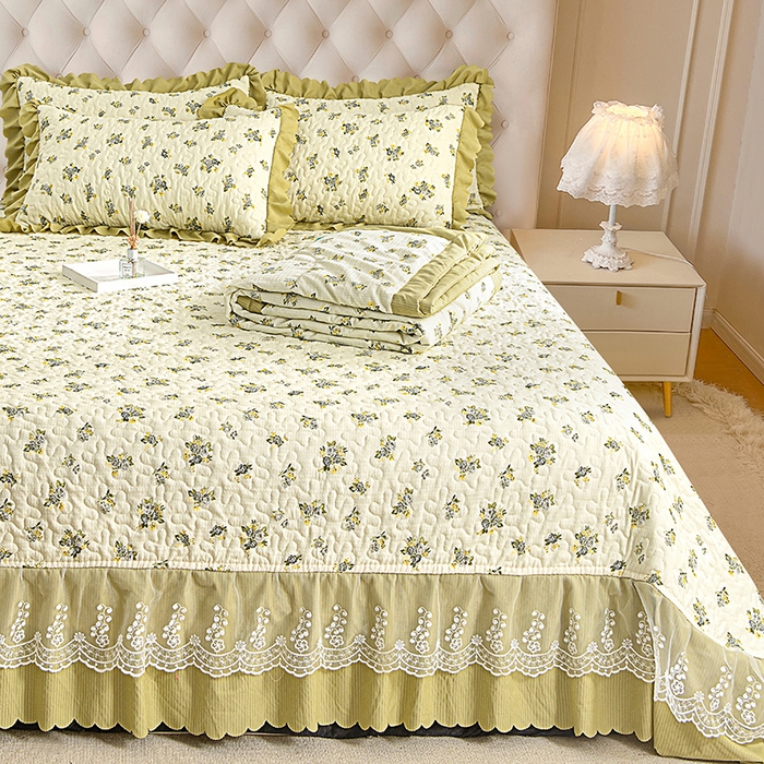 91家纺网 家纺一手货源 找家纺 梦柏家纺 2024新款亲肤泡泡棉夹棉床盖夏被四件套 秘境