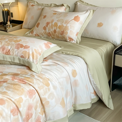 91家纺网 家纺一手货源 找家纺 （总）蓝米卡夫 2024新品-A类50支新时尚天丝印花拼角款系列