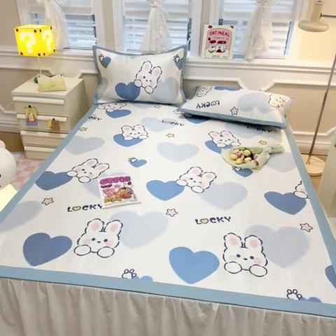 91家纺网 家纺一手货源 找家纺 慕尚 2025新款800D冰藤凉席 欢乐兔