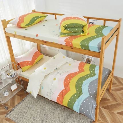 91家纺网 家纺一手货源 找家纺 金泰莱 2025新款全棉三件套学生三件套宿舍三件套纯棉三件套 多彩爱心