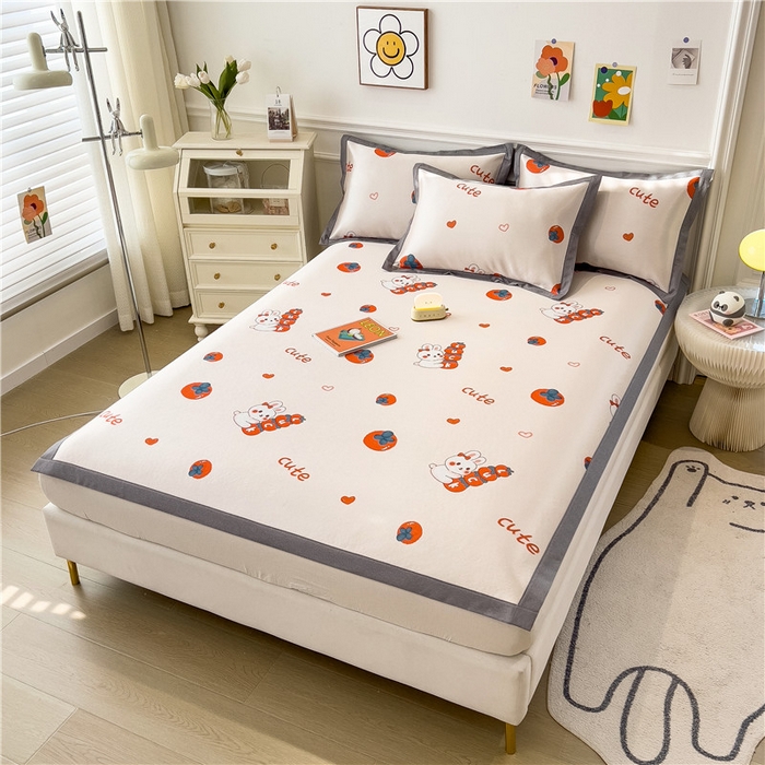 91家纺网 家纺一手货源 找家纺 孩子王家纺 2024新款凉感卡通冰丝席-成人款 好柿成双