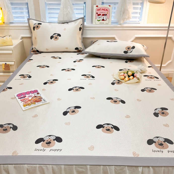 91家纺网 家纺一手货源 找家纺 慕尚 2025新款800D冰藤凉席 萌萌狗