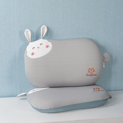 麦肯锡 2024新款凉感豆豆猫肚枕-萌萌兔 冰川灰30*50cm-7cm高