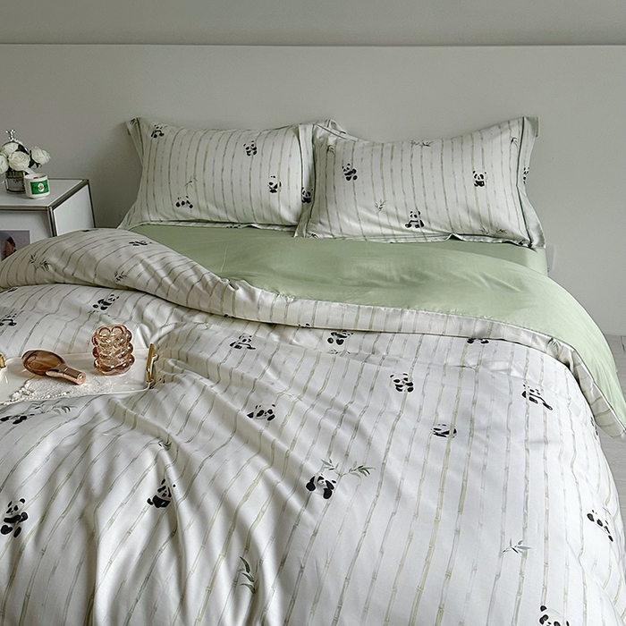 91家纺网 家纺一手货源 找家纺 氧家 2025新款莱赛尔天丝数码印花四件套宽边断角工艺（礼盒装）安静别闹