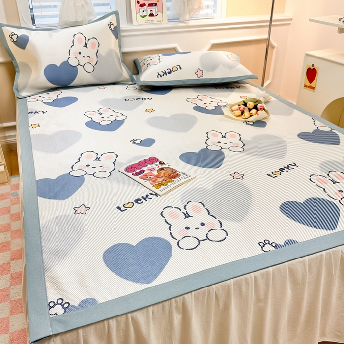 91家纺网 家纺一手货源 找家纺 慕尚 2025新款800D冰藤凉席 欢乐兔