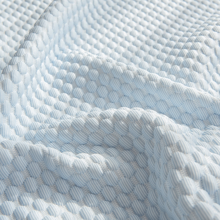 91家纺网 家纺一手货源 找家纺 青雅席业 2025新款蕾丝花边床单款凉豆豆快速冰感凉席三件套 豆豆蓝