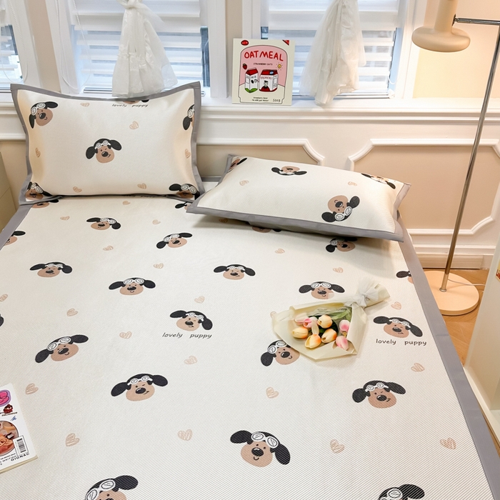 91家纺网 家纺一手货源 找家纺 慕尚 2025新款800D冰藤凉席 萌萌狗