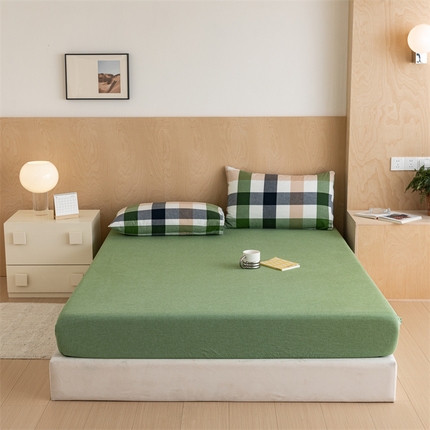 北欧良品 2024新款水洗棉单品床笠、床单--纯色款（床笠、床单） 果绿