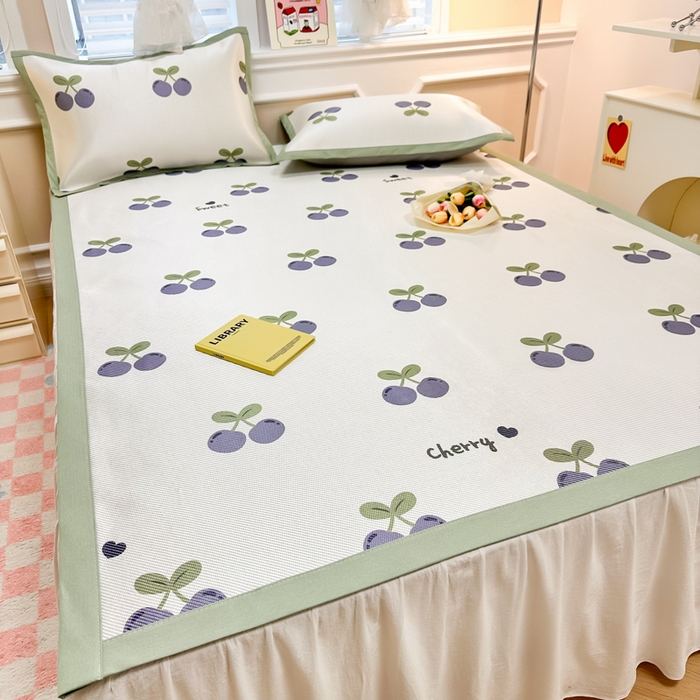 91家纺网 家纺一手货源 找家纺 慕尚 2025新款800D冰藤凉席 樱桃紫