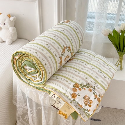 网客家纺 2024新款双层纱水洗印花夏被 玫瑰兔兔