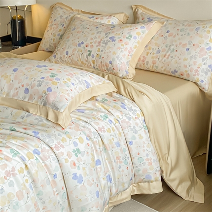 91家纺网 家纺一手货源 找家纺 蓝米卡夫 2024新品-A类50支新时尚天丝印花拼角款系列 含依