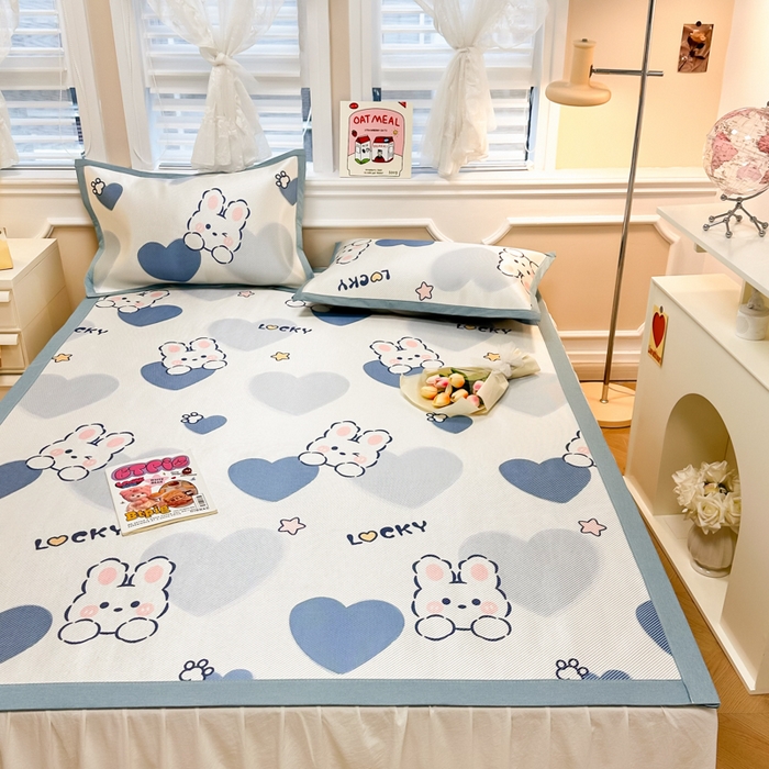 91家纺网 家纺一手货源 找家纺 慕尚 2025新款800D冰藤凉席 欢乐兔