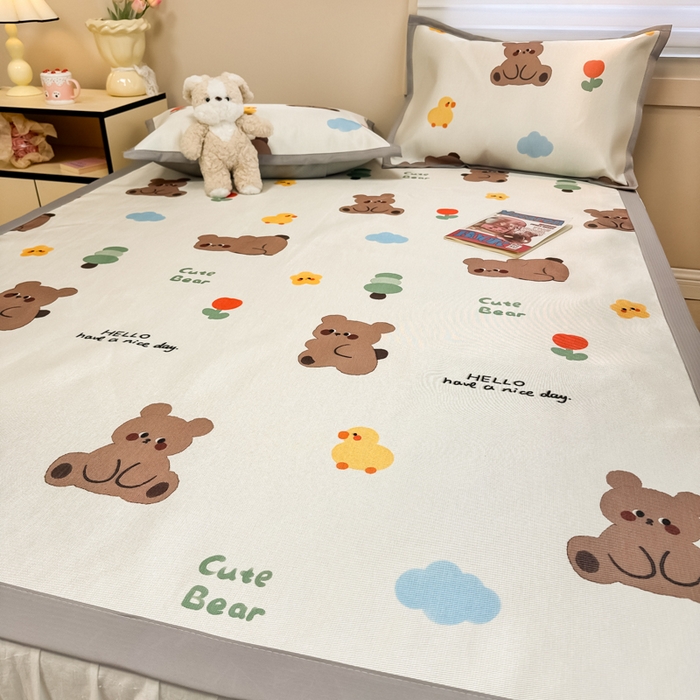 91家纺网 家纺一手货源 找家纺 2025新款慕尚600D数码印花冰丝凉席 遇见萌宠