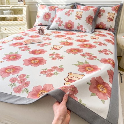 孩子王家纺 2024新款凉感卡通冰丝席-成人款 花间小熊