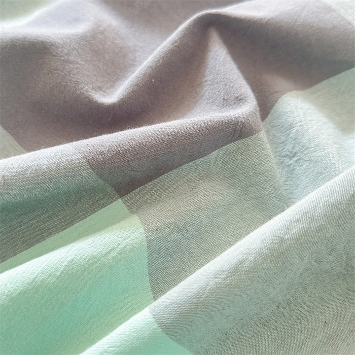 91家纺网 家纺一手货源 找家纺 北欧良品 2024新款水洗棉单品床笠、床单--格纹款（床笠、床单） 灰绿大格