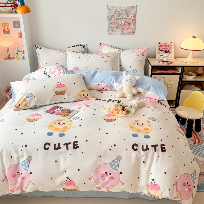 91家纺网 家纺一手货源 找家纺 慕尚 2025新款13070全棉小清新四件套 芝士包