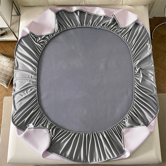 91家纺网 家纺一手货源 找家纺 2024新款抗菌凉豆豆提花床笠款凉席-花朵系列 花朵-冰藤紫