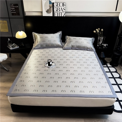 91家纺网 家纺一手货源 找家纺 孩子王家纺 2024新款高档提花加厚凉感款冰丝席路易世家系列-成人凉席 minmin-灰（高档提花 加厚凉感款）