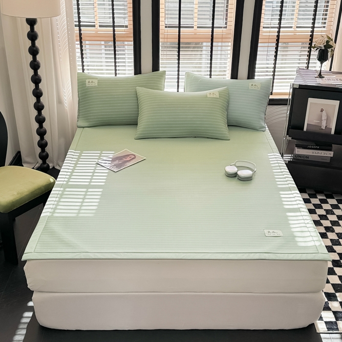 91家纺网 家纺一手货源 找家纺 慕尚2025新款无印良品冰丝软席 密条-果绿